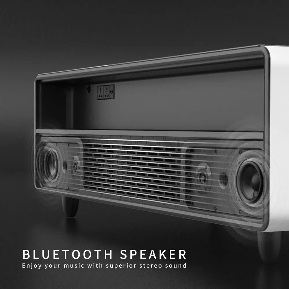 Smart Coffee Table Fridge Bluetooth Speaker Wireless Charger RGB LED White