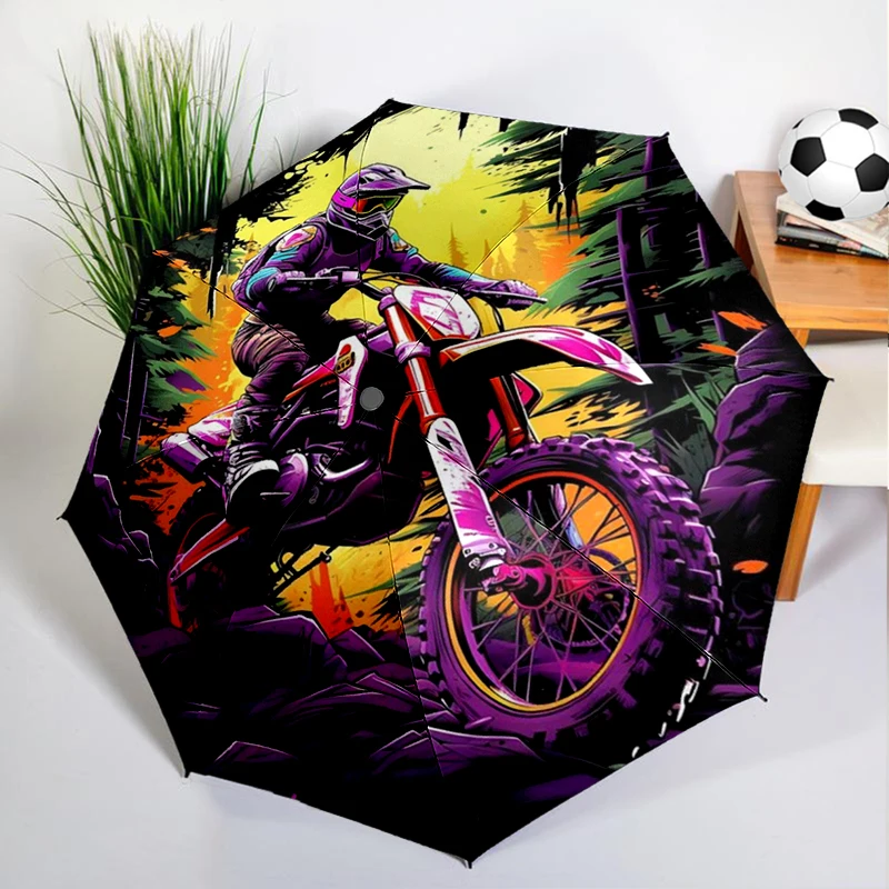 1PC Motorcycle Truck Umbrella Automatic Open/close, Sturdy Iron Frame & 8-Rib Struct, Umbrella for Women & Men, Christmas Gifts