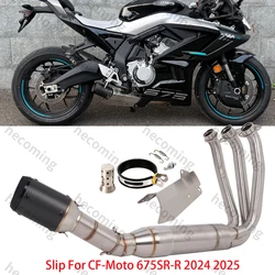Motorcycle Full Exhaust System Slip On For CF-Moto 675SR-R 675NK 675SS 2024 675srr Exhaust Carbon Muffler Header Link Front Pipe
