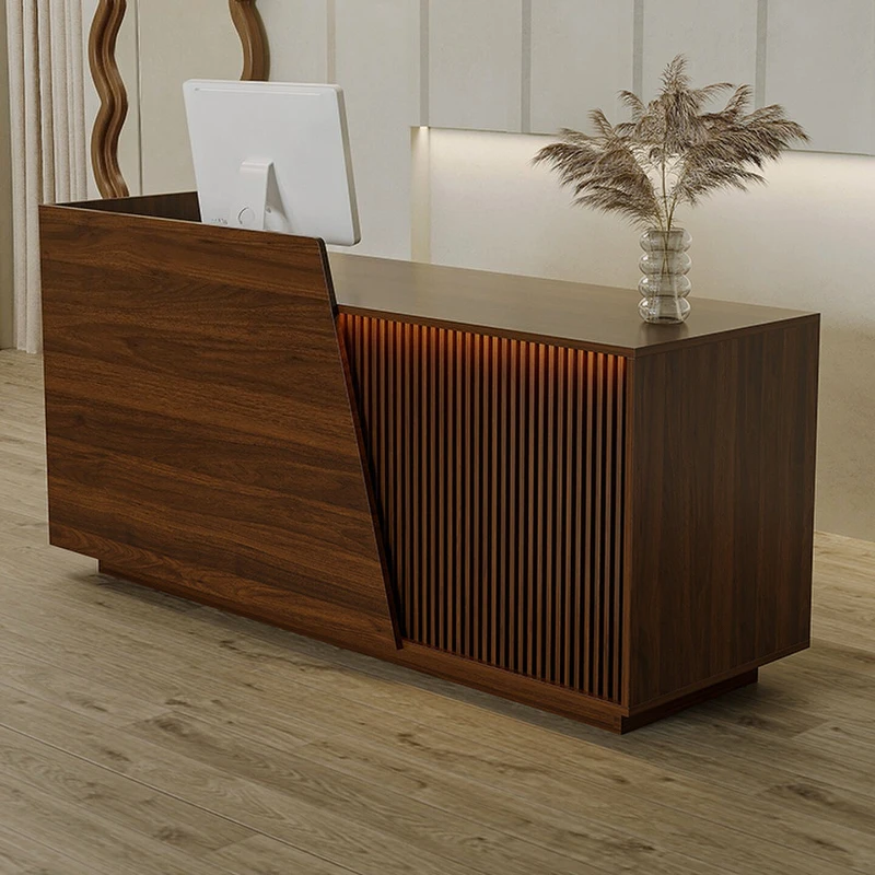 Wooden retro style reception counter high-end creativity reception counter multi-functional mostrador recepción office furniture