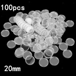 20mm 동전 캡슐 상자 투명 원형 동전 상자 캡슐 보관 동전 수집 홀더 컨테이너 가정 용품, 100 피스