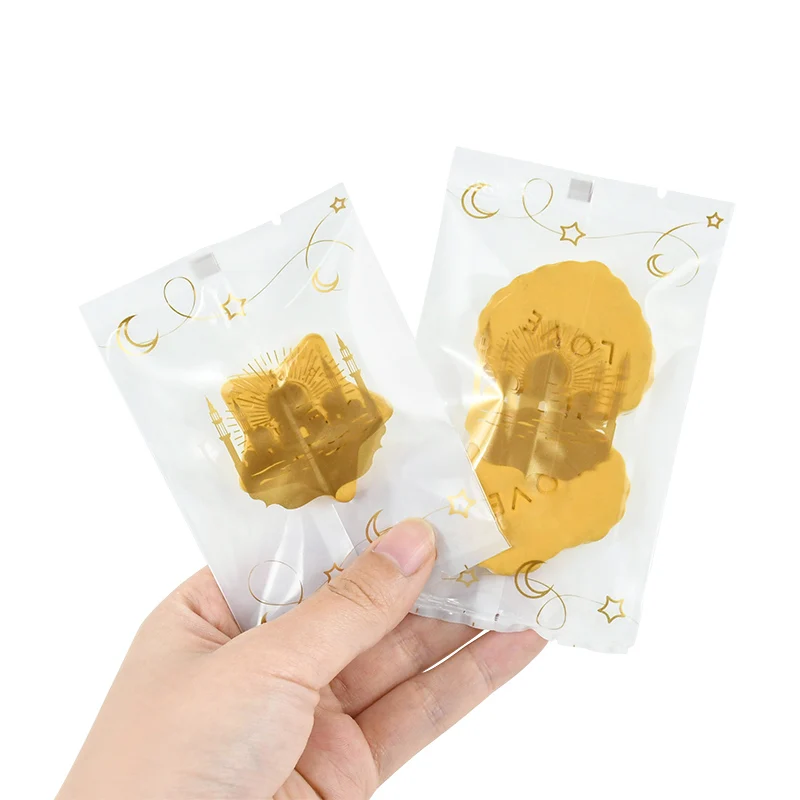 Ramadan Transparent Cookies Bags Golden Moon Star Islamic Muslim Biscuits Candy Bags Eid Mubarak Kareem Festival Baking Supplies