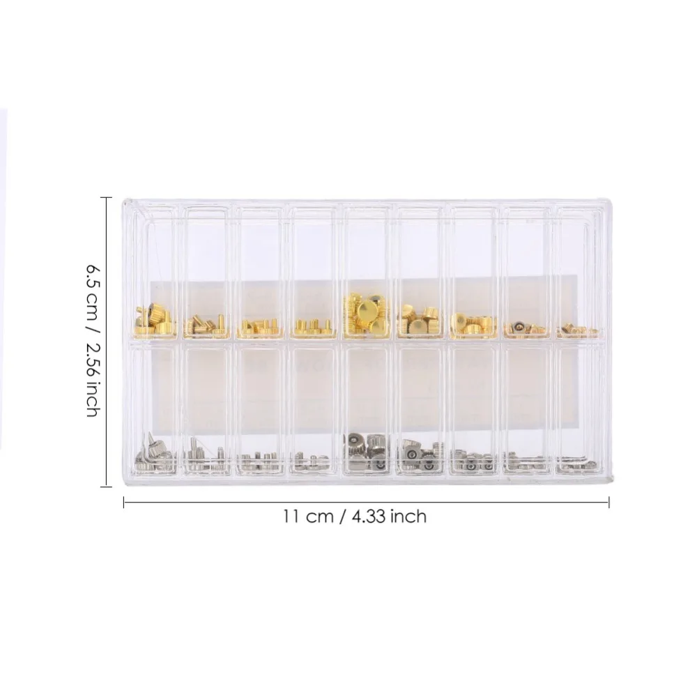 Juego de piezas de corona de reloj de cobre portátil, cúpula dorada, cúpula plateada, surtido de corona de reloj, relojero de repuesto