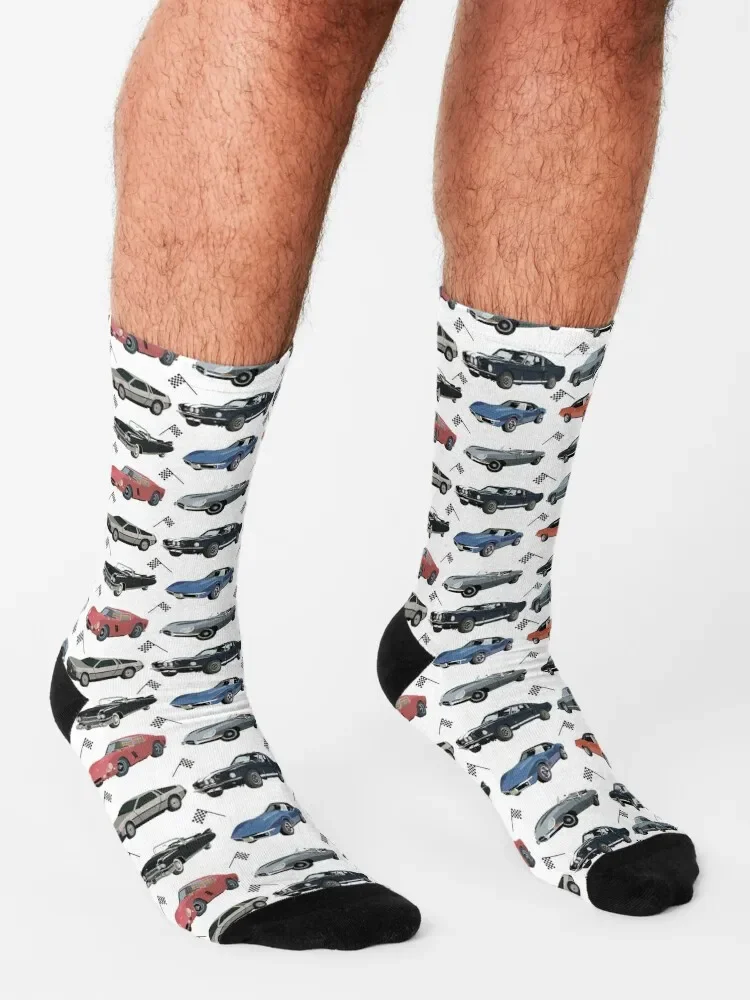 Chaussettes de voiture vintage avec imprimé pour hommes et femmes, jarretière lumineuse personnalisée, marque de luxe