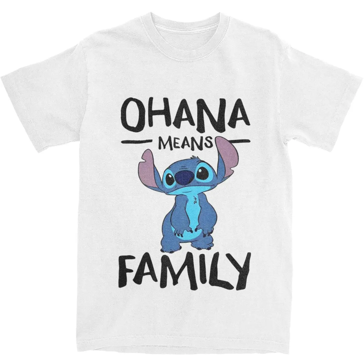 Oversized T-Shirt Ohana Means Family Stitch Cotton T Shirts Hippie Tshirt for Man Beach Y2K Retro Loose Short Sleeve Tees