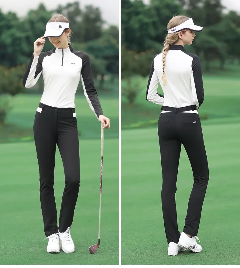 Pgm Golf Langarm Damen Herbst und Winter neues High Spring warmes T-Shirt vielseitiges schlankes Golf Damen Set