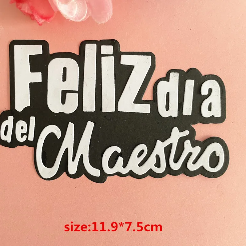 cute Apple with spanish word maestro die Metal Cutting Dies DIY Scrapbook Paper Cards Embossing Craft Die Cut handmade craft