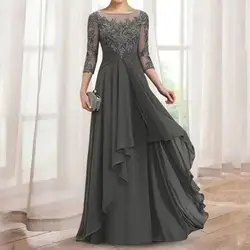 Abiti eleganti personalizzati per la madre della sposa a-line con applicazioni in chiffon Abiti da festa lunghi Donna Matrimoni Piega Vestido De Noche