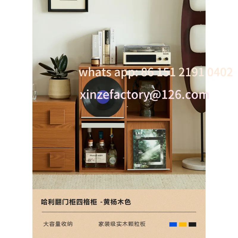 خزانة كتب من الخشب الصلب قابلة للتخصيص، خزانة منخفضة، خزانة شبكية من خشب البقس القديم الأوسط، جانب تخزين غرفة المعيشة، كاليفورنيا