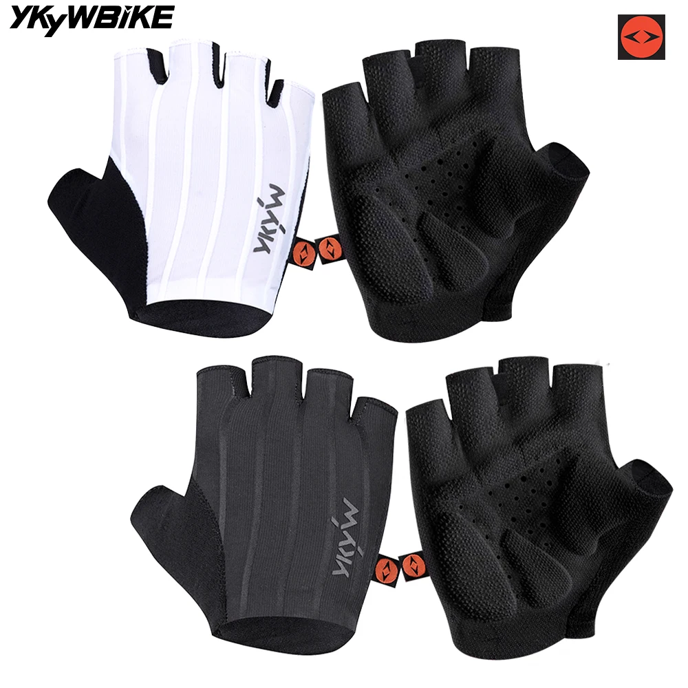 

YKYWBIKE Unisex Cycling Gloves Half Finger Italy Interface Palm Padding Pro Team Bicycle Road Bike Gloves Summer Shock-Absorbin