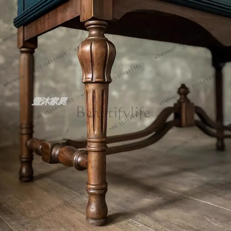 French retro solid wood porch cabinet American carved foyer home decoration cabinet