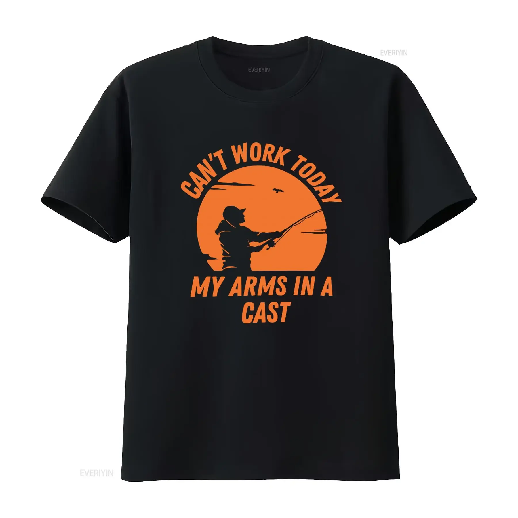 Funny Fishing T Shirt Can't Work Today My Arms in a Cast Ideal for Dad Fisherman vintage Washed Comfortable Slightly Soft