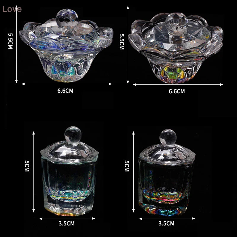 [L&P] طبق سائل من الأكريليك الشفاف بألوان قوس قزح، طبق زجاجي، أداة فنية للأظافر