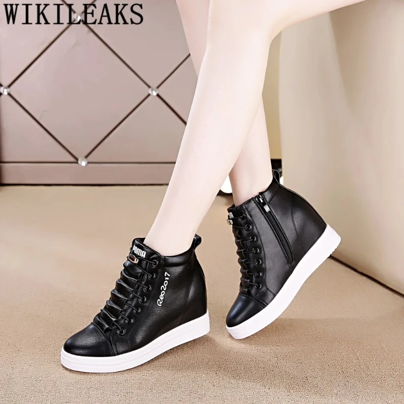 Size 34-40 Sneakers Platform Elevator Shoes Increase Within Designer Wedges Shoes for Women White Sneakers Women Casual Shoes