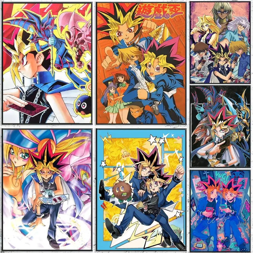 Y-Yu Gi O-Oh Poster Waterproof Wall Art Sticker For Bar Living Room Vintage Room Decor High Quality Print Gift