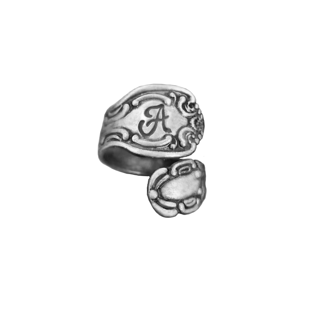 

Custom initial plating ancient silver plated spoon ring The adjustable ring restoring ancient ways