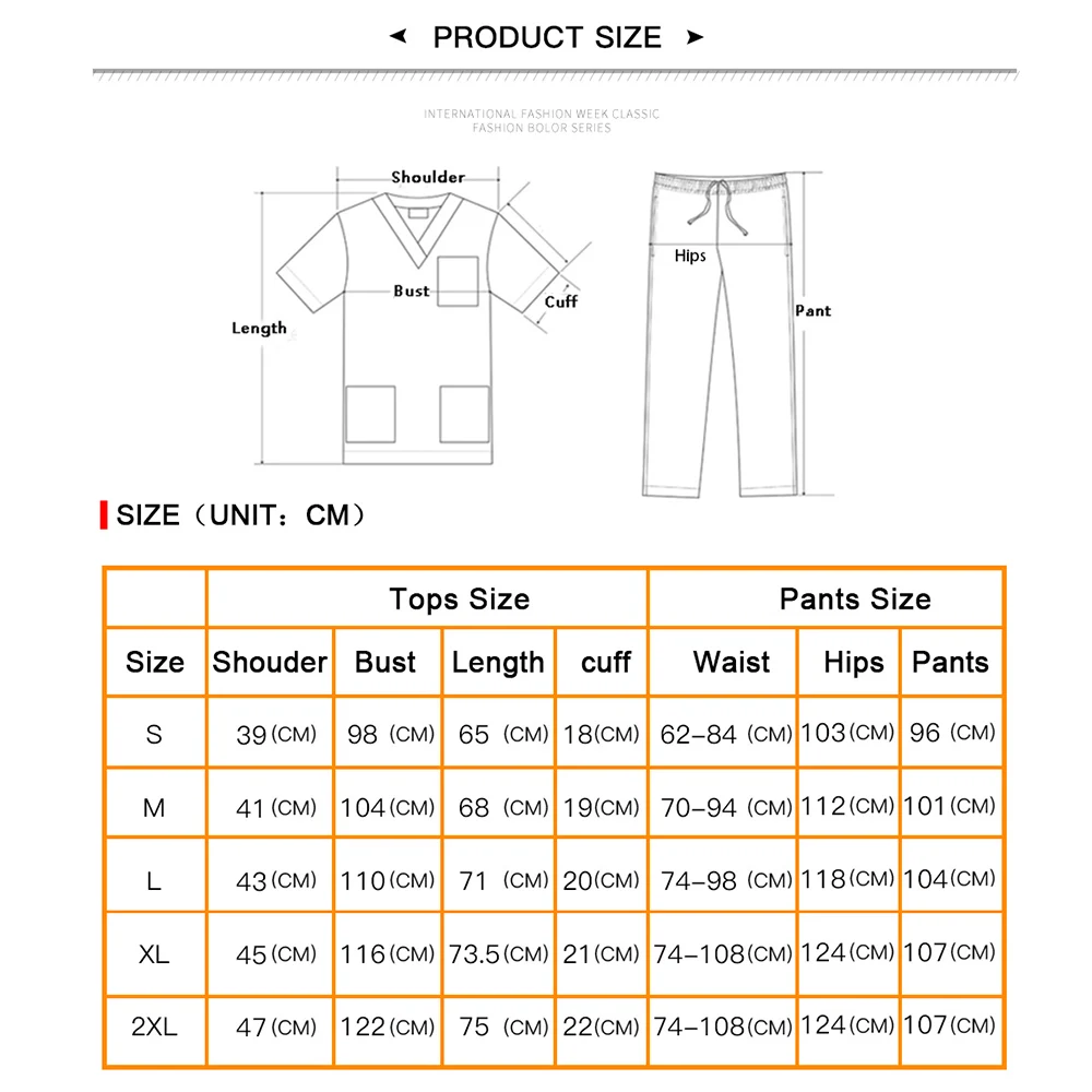 Conjunto de top e corredores de manga curta feminino, fato de esfrega, uniforme médico, simples, cores sólidas, atacado, designer