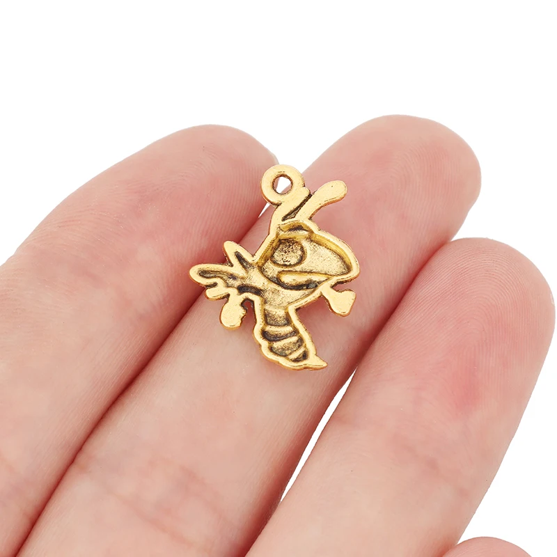 30 x Antique Gold Color Bee Bumble Honeybee Charms Insects Pendants Beads for Bracelet Earring Necklace Jewelry Making