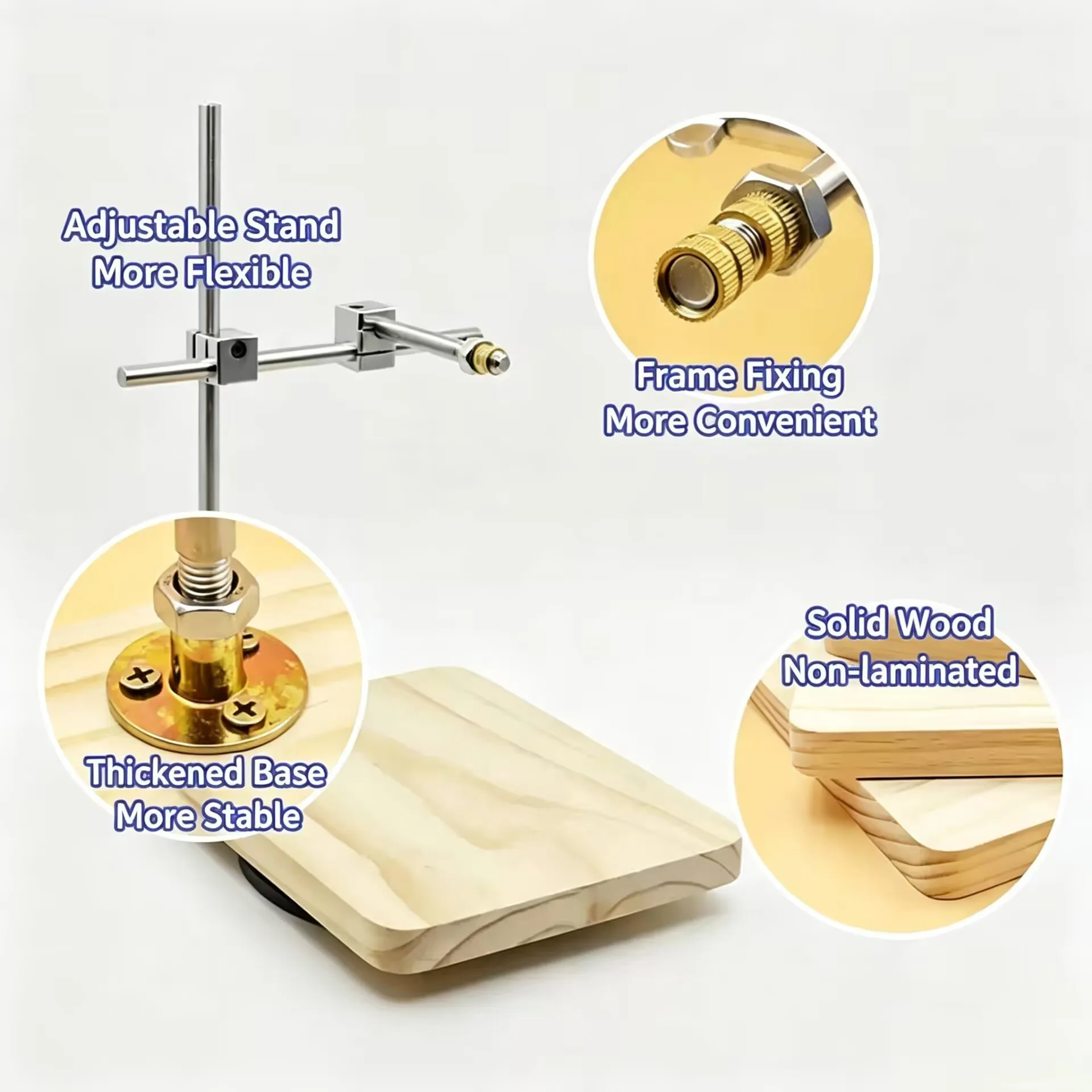 Imported Pine Wood Sculpture Stand Set Oil Clay Model Skeleton Bracket Rotating Platform 3 Stainless Steel Rods 30/20/10cm