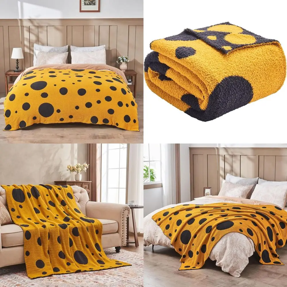 

Reversible Cozy Fluffy Gold Yellow Throw Blanket for Couch, Sofa, and Bed, 60x80 inches