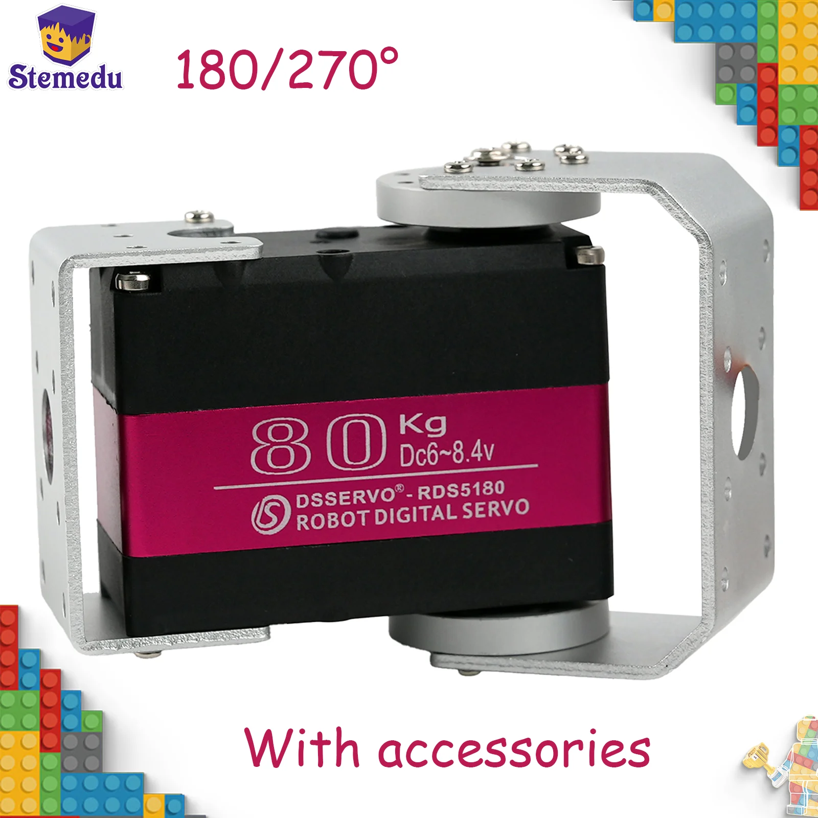 

RDS5180 Цифровой сервопривод с высоким крутящим моментом, 80 кг, металлическими шестернями, двойным валом, 7,4 В, подходит для радиоуправляемых автомобилей/роботов 1/5