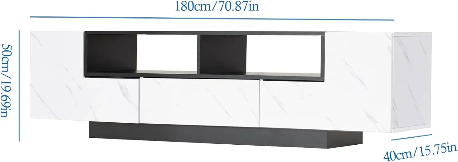 70inch LED TV Stand for 80/75 inch TV,Modern TV Stand for Living Room,TV Console,High Gloss Entertainment Center,APP LED Light