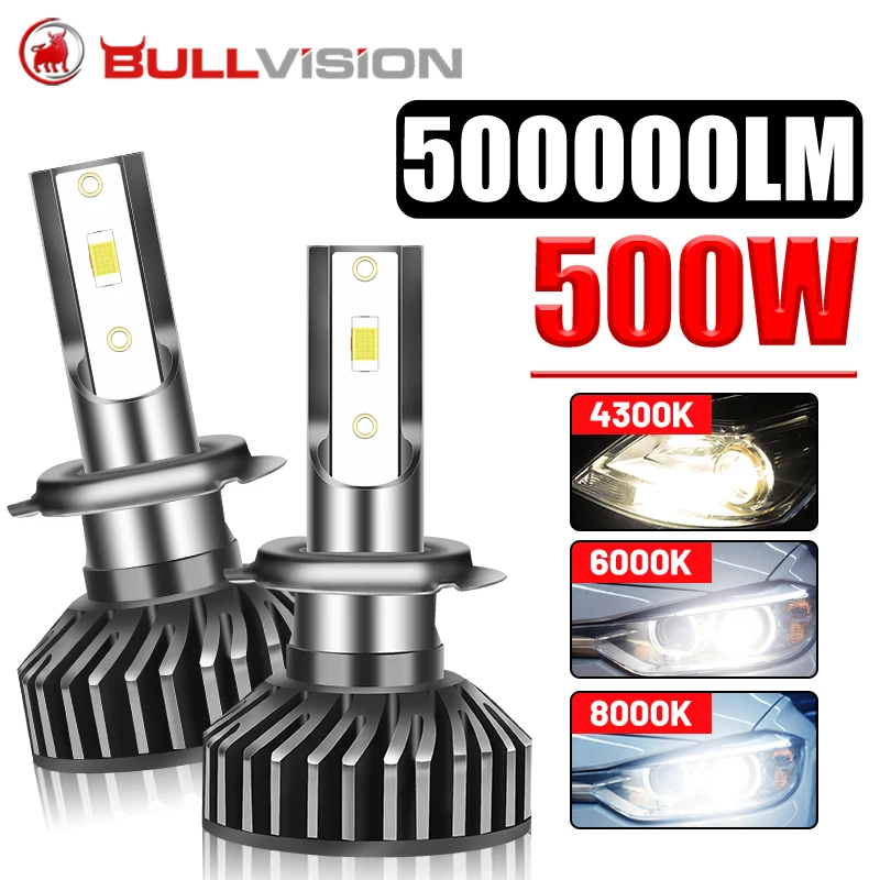 H7 H4 H11 LED Headlight High Power 3570 CSP Canbus 500W 500000LM H1 H8 9005 HB3 9006 HB4 Turbo Lamp 6000K 4300K 8000K Car Lights