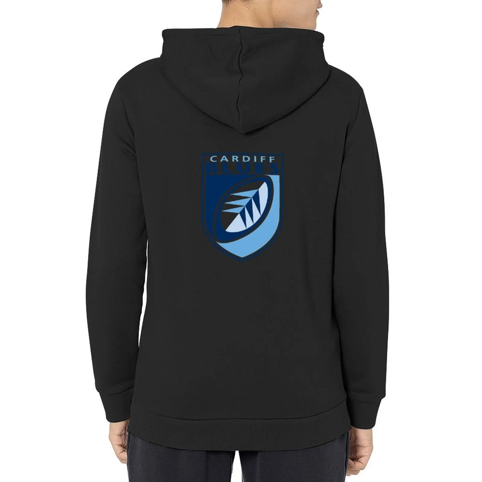 ملابس رجالي بقلنسوة من Cardiff Blues ملابس رجالية مصممة ملابس رجالية معطف بقلنسوة برسومات