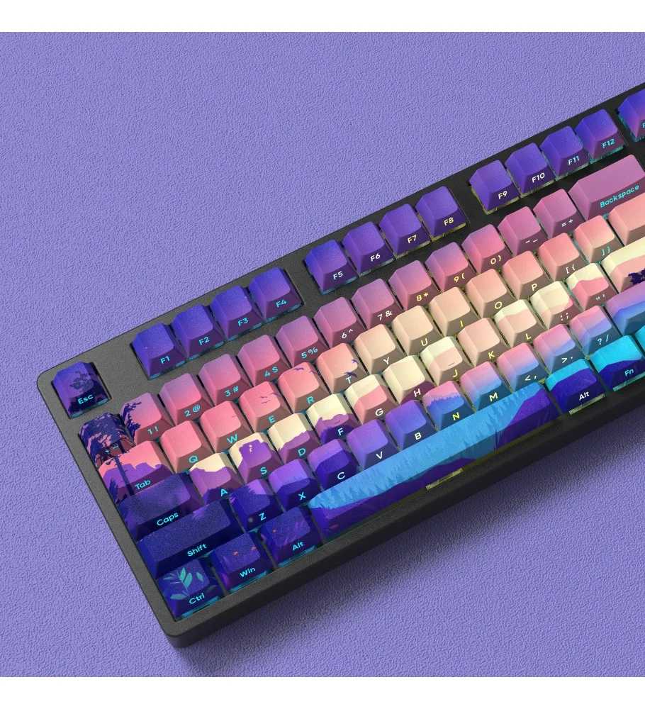 Purple Mirage Keycap Original Purple Transparent Keycap Five-sided Hot Sublimation Small Full Set Compatible 68/87/96/104