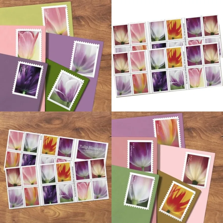 

Tulip Blossom Forever Postage Stamp - 2 Books of US First Class Flower Wedding Celebration Party Garden Announcement