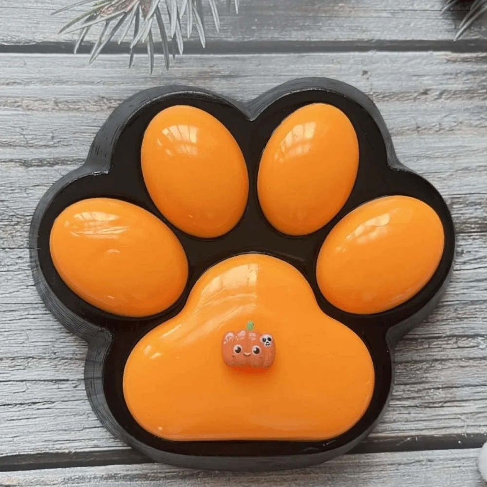 Soft Jelly Feel Squishy Cat Paw Shape Cute Mini Squeeze Novelty Spooky Pumpkin Ghost Shape Decompression Birthday Present