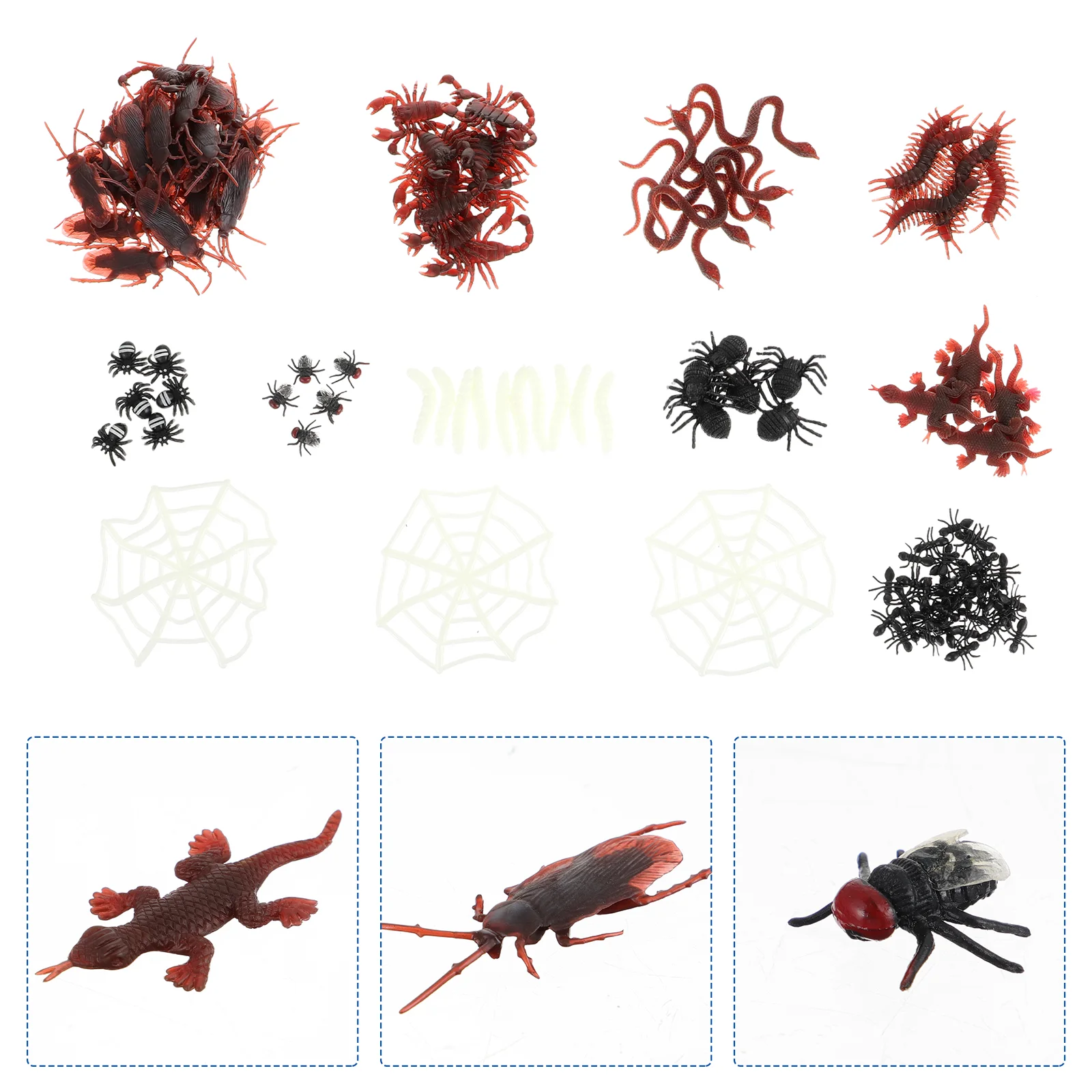 

128 Pcs Halloween Set Simulation Insect Suit Artificial Centipede Party Favors Plastic Plaything Worms