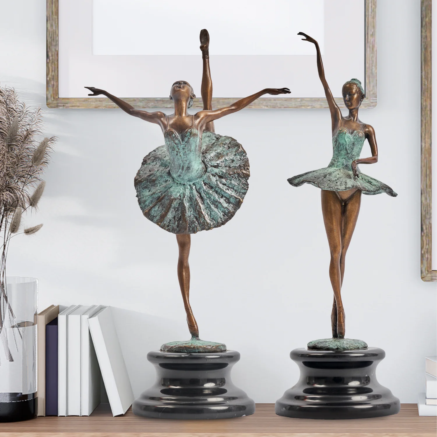 Bronze Ballet Dancer Sculptures Female Bronze Statue Ballerina Figurine Elegant Ballerinas Ornament Crafts For Home Decor Gift