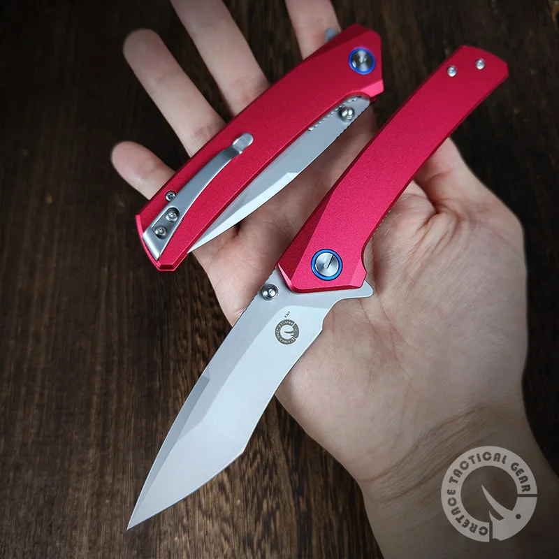 

CRETACE Flamingo Series Folding Blade D2 Knives 6061 Aluminum Handle EDC Self Defense Pocket Knife Jackknife Original Design