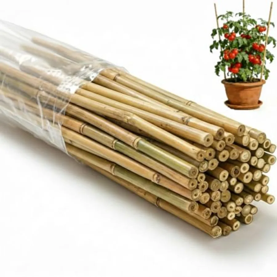 

Garden support stakes for climbing plants, vegetables, tomatoes, beans, flowers, and trees6 ft natural bamboo, tan color, eco-f