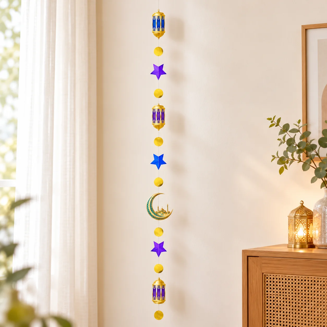 Star Garland Blue Mosque Decoration Garland Festival Party Garland Sewn For Dining Table Backdrop Entryway Decor Festival Party