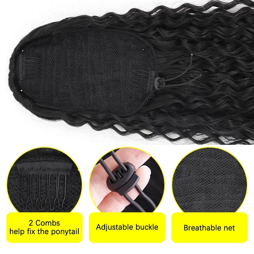 22 Inch Long  Drawstring Ponytail Clip in Hair  Ponytail Hair Extension Synthetic  Hair Instant  For Women