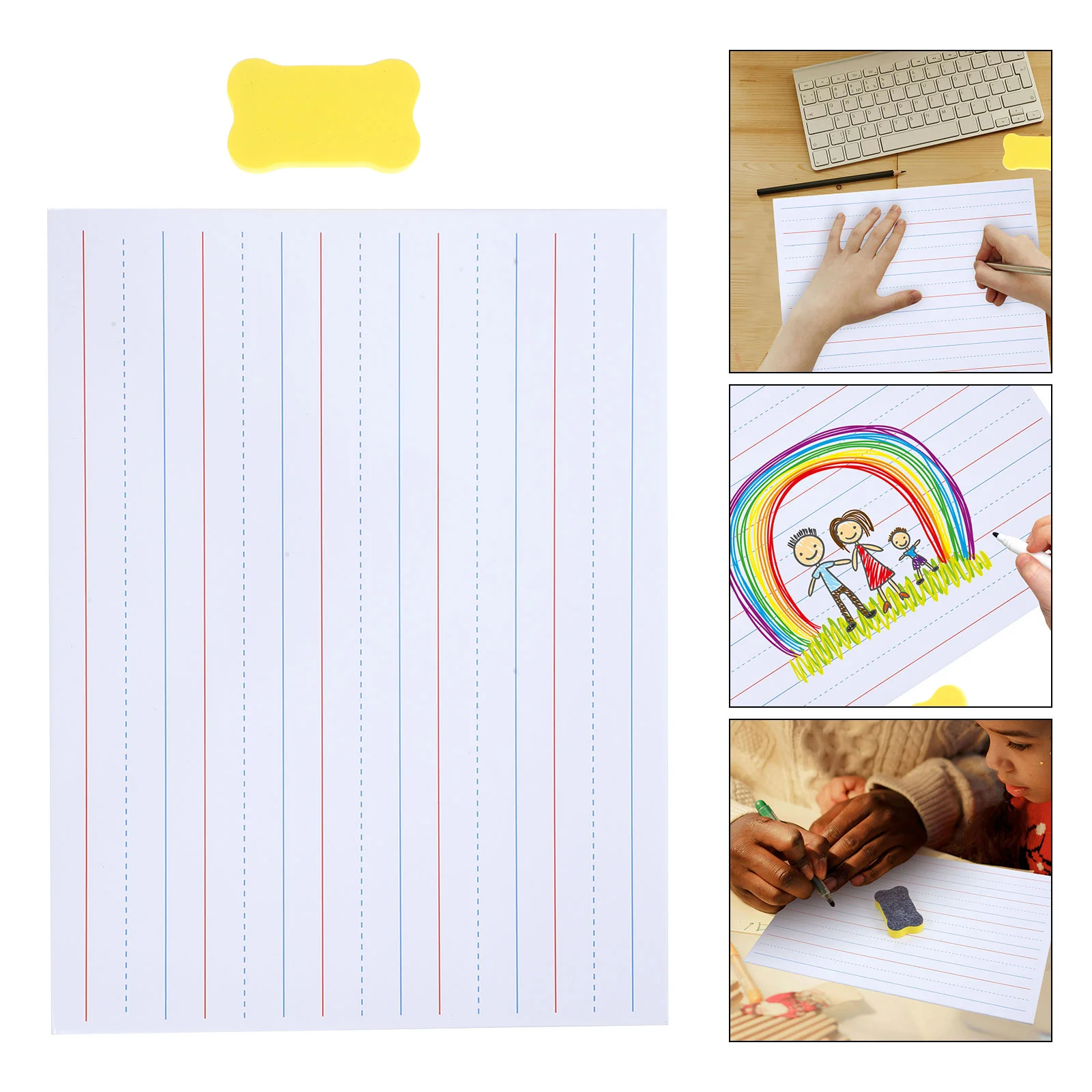 Petits tableaux blancs effaçables à sec avec lignes pour l'apprentissage, tableau d'écriture en ligne, déterminer le tableau blanc