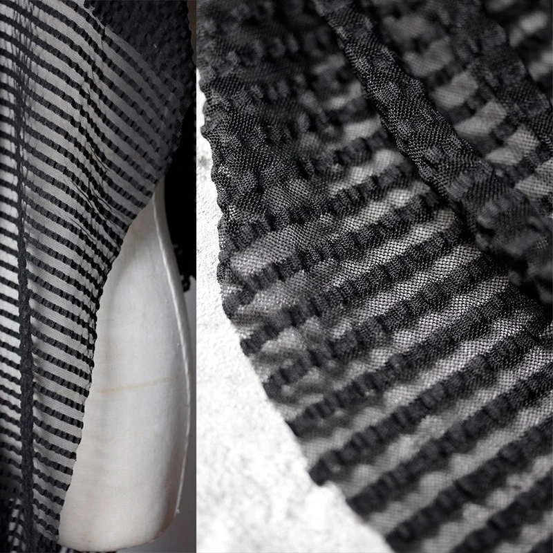 

3D Grain Jacquard Tulle Fabric | Hazy Stretch Texture | Hat Dress Costume Designer Fabric