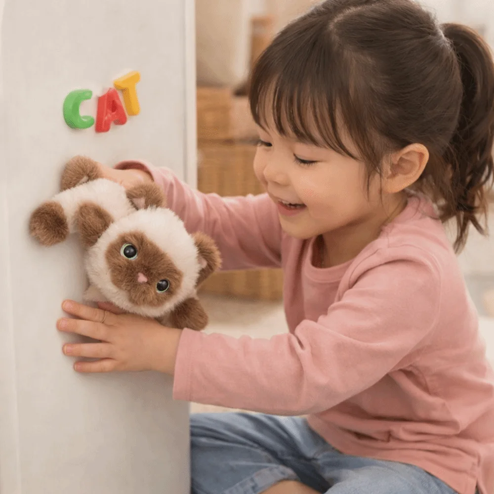 Magnetic Suction Animal Plush Toy Soft Material Lying Down Posture Magnetic Plush Dolls Wall sticker for refrigerator