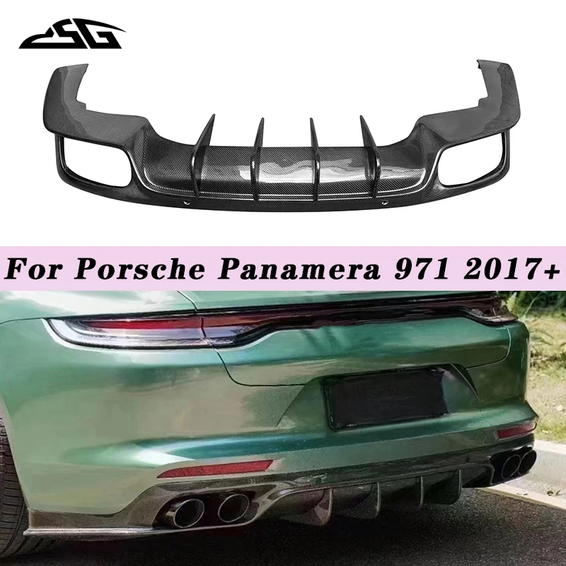 Carbon Fiber Rear Bumper Diffuser Lip Spoiler For Porsche Panamera 971 2017+ Rear Lip Splitter Apron Guard Body Kit Accessories