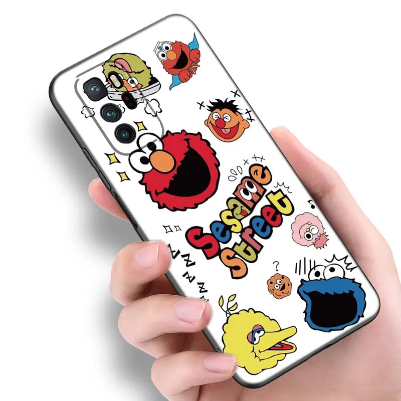 Cartoon Cookie Monster Black Silicone Phone Case For Xiaomi Redmi Note 9 10 11 11S 11T 12 13 Pro 5G Plus 9S 10S 12S