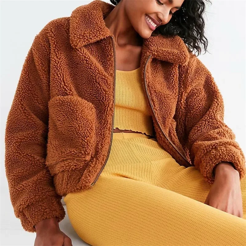 Autumn Winter loose Faux Fur Coat Women 2023 Casual Warm Zipper Fur Jacket Plush Overcoat Pocket Plus Size Teddy Coat Female