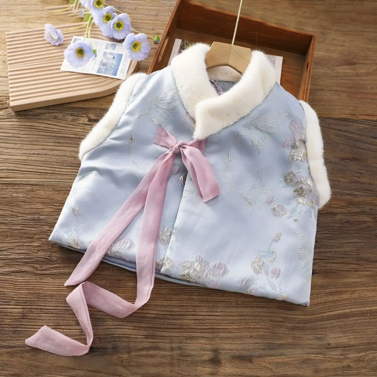 Chaleco de Año Nuevo para mujer, Hanbok tradicional Qipao, chaleco para mujer con nudo de felpa, cuello levantado Retro, chaleco de invierno para boda, chaleco para mujer