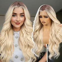 EASIHAIR 13*6 Lace Front Synthetic Wigs for Women 26 Inch Long Wavy Curly Blonde Wigs With Baby Hair Natural Hairline Free Part