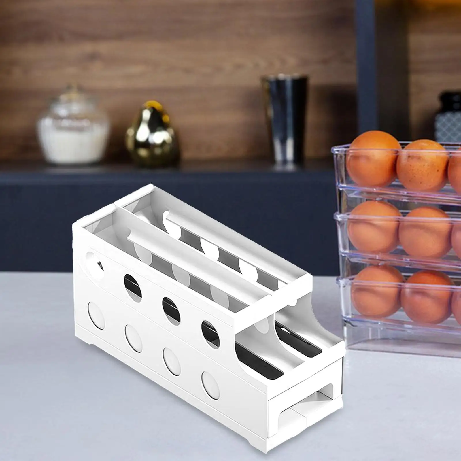 

Rolling Egg Dispenser Saving Egg Tray Organizer Rustproof Convenient Multipurpose Storage Rack for Refrigerator Cupboard
