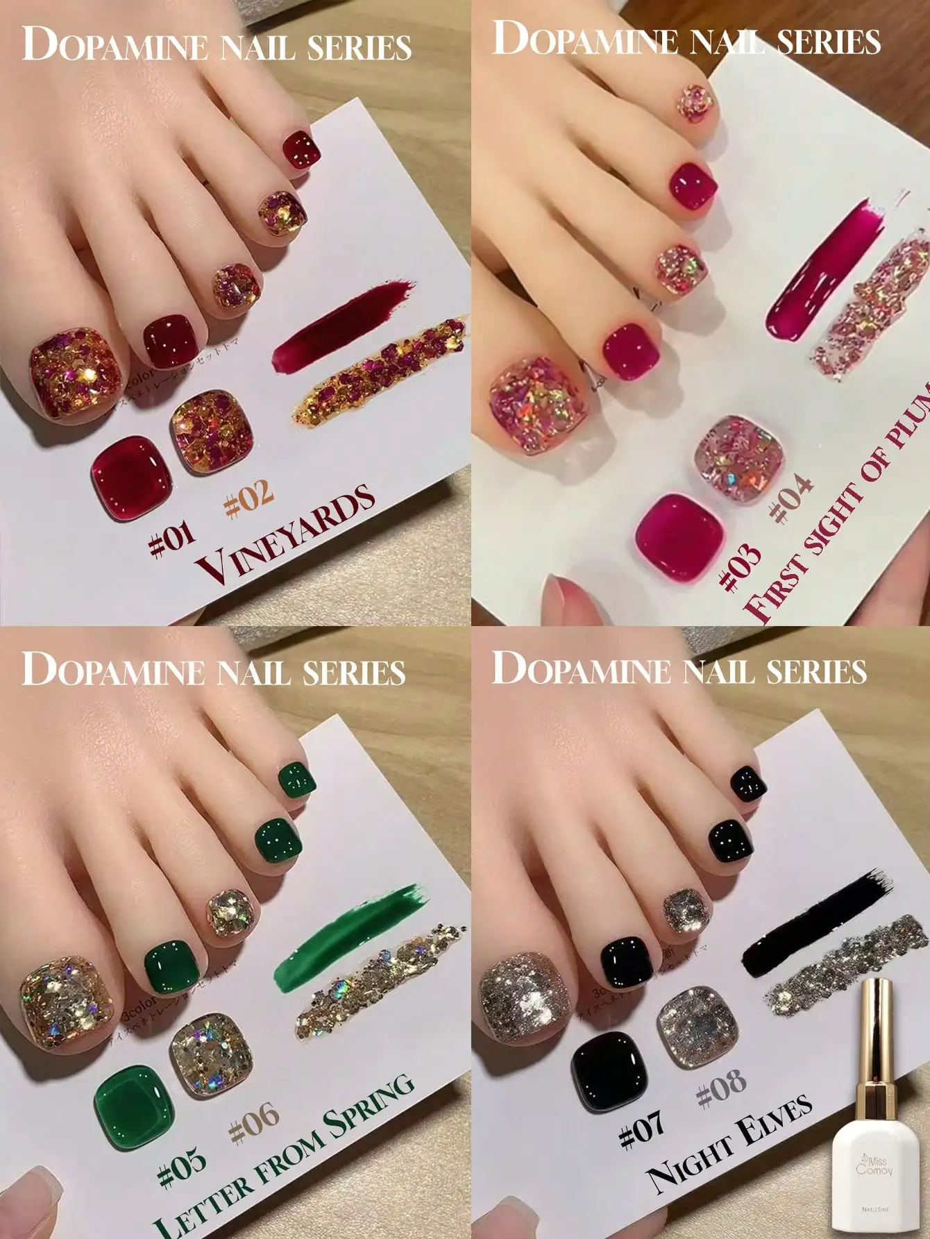 

15ML Burst Dopamine Two-Colour Nail Varnish 2024: whitening, toenail, glitter, hues, set.