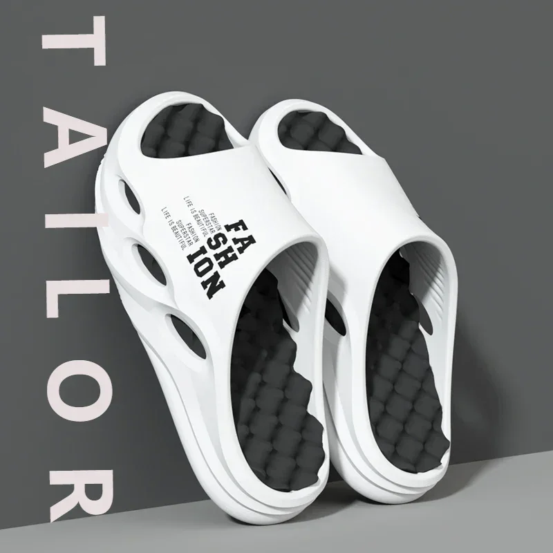 

Модные трендовые мужские тапочки, домашние сандалии на утолщенной очень мягкой подошве, мужская пляжная обувь с надписью, уличная обувь