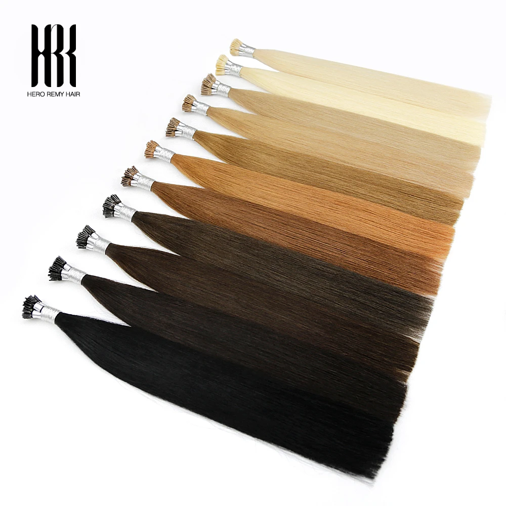 Micro Rings I Tip Hair Extensions Real Human Hair Pre-Bonded Keratin Glue Straight Remy Hair 1g/strand 16-24 Inch Hero Remy Hair