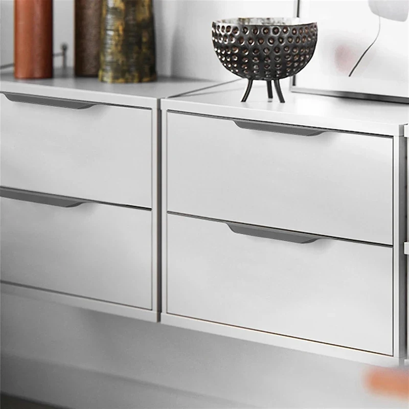 1 Pcs Invisible Long Handle Wardrobe Door Handle Drawer Kitchen Cabinet Handle 80-200mm Aluminum Alloy Furniture Cabinet Handle